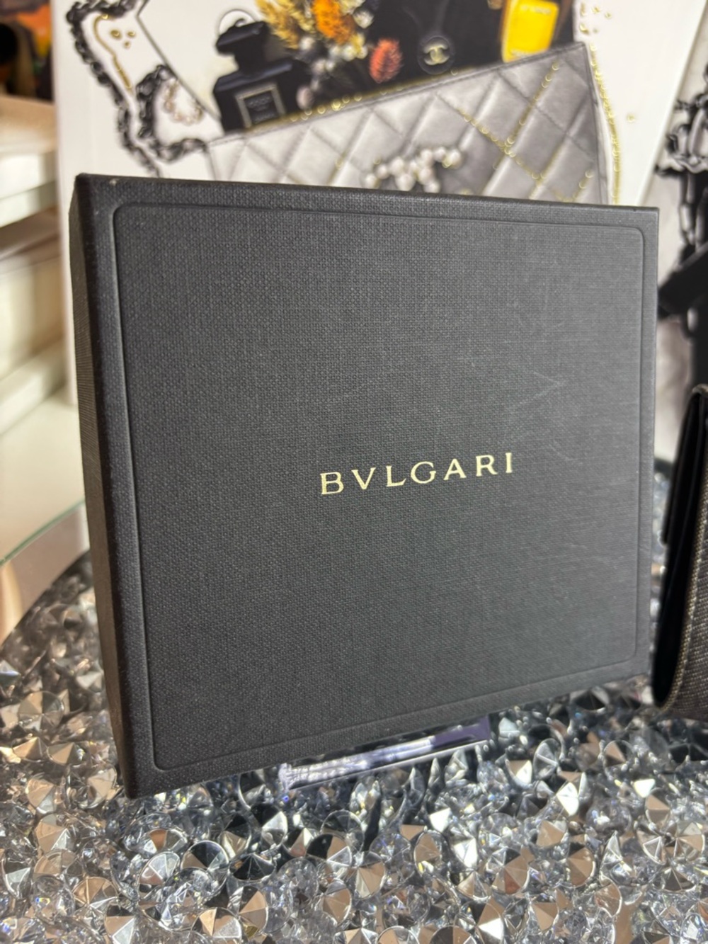 BVLGARI Logo Mania Bifold Wallet made of black denim-like canvas & leather EUC - Picture 7 of 17
